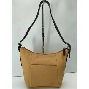 Tignanello Camel Tan Soft Leather Zipper Closure East West Shoulder Bag